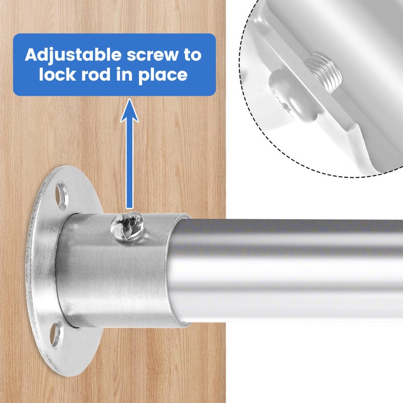 Geesatis 4PCS Total Height 1.57" Fit Diameter 1.0" Pipes High Flange Holder Rod Stainless Steel for Wardrobe Ceiling Mounting Bracket, with Screws - Image 4